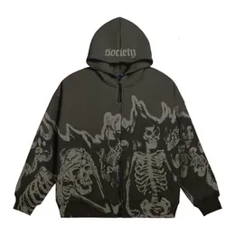 Herrhuvtröjor Sweatshirts Herrstreetwear Crewneck Skeleton Hoodie Par Style Y2K Retro Skeleton Hoodie Zipper Hoodie Overized Sweatshirt Gothic Top 230731