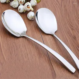 Spoons Thicken Dinner Dish Soup Rice Western Restaurant Bar Cafe Public Spoon Large Stainless Steel Round Head Buffet Serving