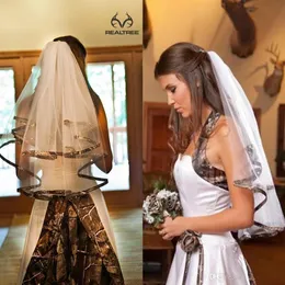 2016 Na moda Véus de Noiva Curto Tule Custom Made Cotovelo Único Camo Véus de Casamento Para Noiva Estilo Primavera Acessórios de Noiva 224J