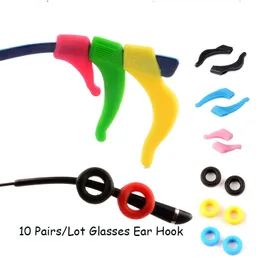 Eyeglasses chains 10Pairs lot Anti Slip Silicone Glasses Ear Hooks For Kids And Adults Round Grips Sports Temple Tips Soft Hook 230801