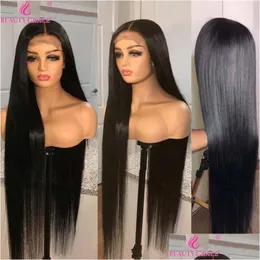 Lace Wigs Long Human Hair Wig 30 32 34 36 Inch Bone Straight Closure 4X4 Brazilian For Women Drop Delivery Products Dhgtt