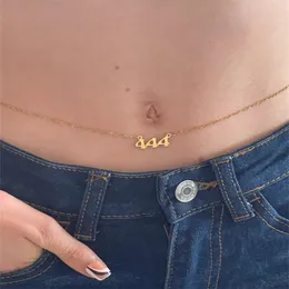 Navel Bell Button Rings Custom Name Waist Chain for Women Angel Number Pendant Waist Chain Stainless Steel Belly Chains Sexy Body Jewelry Accessories 230731