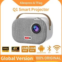 Diğer Elektronik Küresel TFLAG Q1 Projektör Taşınabilir Mini Full HD 1080P 4K Akıllı Android 9 0 WiFi LCD Video Ev Tiyatrosu 2 32G 230731