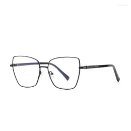 Óculos de Sol Moda Anti Luz Azul Óculos de Leitura para Computador Feminino Armação Grande Olho de Gato Óculos de Metal Gota