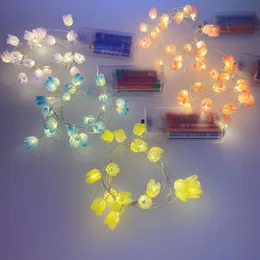 Trädgårdsdekorationer LED Tulip Lights String Copper Wire Birthday Decoration Flower Accessories Lighting Strings Atmosphere Night Lamps 230731