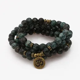 Charmarmband 108 pärlor buddhism bön mala armband halsband för kvinnor män 8mm natursten flerskikt inslagna yoga lyckliga 230731