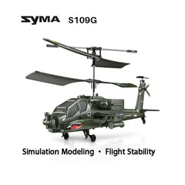 Inteligente Uav Original SYMA S109G aeronave de controle remoto Helicóptero infantil Modelo de simulação de brinquedo elétrico Lutador resistente a quedas 230801