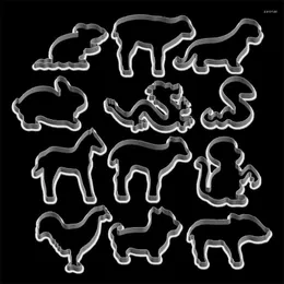 Baking Moulds 12 Zodiac Cartoon Animals Shape Biscuit Cutter Embossing Machine Syrup Cake Chocolate Mould 3D Manufacturing