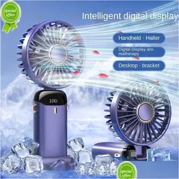 Other Home Garden 5000Mah Usb Handheld Fan Mini Portable Student Small Ffan Digital Display Folding Fragrance Rechargeable Desktop Dhg97