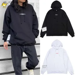 Erkek Hoodies Sweatshirts VTM Sweatshirts Erkek Kadın Büyük Etiket Vintage Drawstring Street Giyim Büyük Boy Basit Siyah Beyaz Sonbahar Kış Vetementleri Hoodies T230731