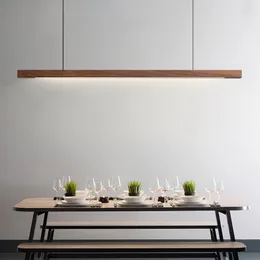 Lampade a sospensione Nordic Modern Wooden Black Walnut Pine LED Light Dining Table Living Room Kitchen Island Office Home Decor Hanghing Lamp