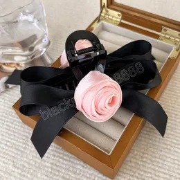 17CM Reine Rosa Rosen Blume Haar Clip 2023 Neue Französisch Großen Bogen Kopfschmuck Frauen Haar Zubehör Haarspangen