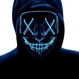 Party Masks Halloween Mask Light Up Hacker Purge Mask Scary LED Mask for Cosplay Costumes Festival Carnival Party Gifts Kids Men Women HKD230801