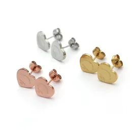 Stud Never Fade Designer Branded T C Heart 316L Stainless Steel 18K Gold Sier Rose Women Letter Logo Engrave Love Earrings Girls Wed Dhwr7