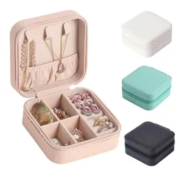 Smyckeslådor Portable Storage Box Travel Organizer Case Leather Earrings Halsband Ring Display 230801