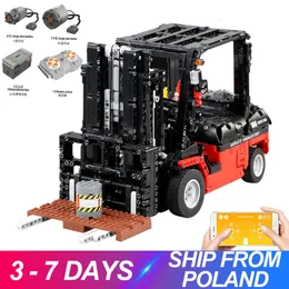 Diecast Model Kalıp Kral 13106 Şehir Mühendislik Araçları RC Forklift Kamyonu Uyumlu Vinç Yapı Taşları Tuğla Oyuncaklar Hediyeler 230731