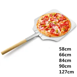 Baking Moulds 56 58 66 cm Aluminum Pizza Shovel with Wooden Handle Pala Cake Tools Accessory Knife Cheese Cutter Peels 230731