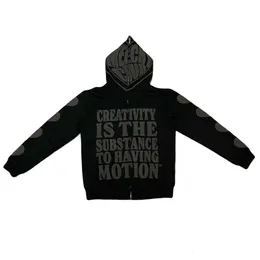 Kadın Hoodies Sweatshirts y2k Zip up Hoodie Goth Mektup Baskı Yüksek Sokak Harajuku Retro Hip Hop Gündelik Sweatshirt Kore Moda 230731