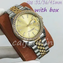 Men's Luxury Fully Automatic Mechanical Watch Women's Diamond Watch Luxury Watch Date Just First 31mm dial Gold Stainless Steel strap Men's Watch