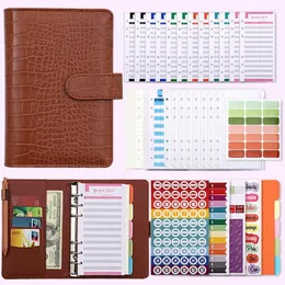 Faux Crocodile Binder Budgets Envelope Planner Organizer System z gotówką Clear Pockets Pockets Pockets Koszty