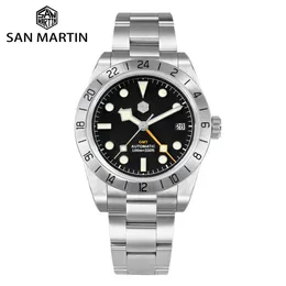 Wristwatches San Martin NH34 39mm BB GMT Luxury Men's Watches Business Dress Watch For Men Automatic Mechanical Sapphire Date Windows BGW9 230731