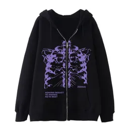 Herren Hoodies Sweatshirts Frühling Herbst Herren Hoodie Zip Up Cardigan Y2k Dark Skeleton Hooded Gothic High Street Hip Hop Harajuku Plus Size Jacken 230731