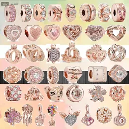 925 Silber Fit Pandora Charm 925 Armband Roségold Farbe Shiny Mom Love Crown Charms Für Pandora Charms Schmuck 925 Charm Perlen Zubehör