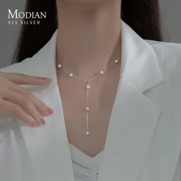 Strands Strings Modian 925 Sterling Gümüş Prenses Köpüklü Zirkonya Top Zinciri Lüks Zarif Kolye Düğün Nişan Takı 230731