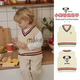 Cardigan coreano roupas infantis colete de malha tshirt 2023 nova primavera verão bebê meninas meninos sem mangas suéter jaquetas roupas infantis j230801