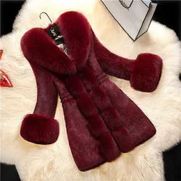 Zima 2020 Faux Fur Płaszcz Kobiety Grube znamionowe kamizelki Kobiety Fake Fur Fur Kurtki dla kobiet Slim Elegant Warm New G0913