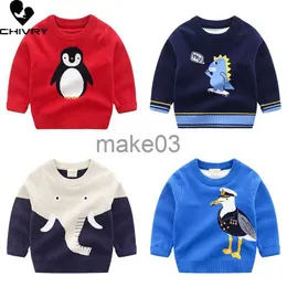 Cardigan New 2022 Kids Children Pullover Sweater Autumn Winter Boys Cute Cartoon Jacquard Oneck Knitted Jumper Sweaters Tops Clothing J230801