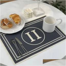 Mattor kuddar topp designer placemat linne restaurang tabell matt imitation vatten lyxig matsal dekoration hem textiler rec drop leverera dh1bs