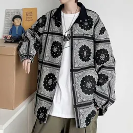 Giacche da uomo Double Sided Autunno Cappotto Uomo Giacca Bandana Maschile Paisley Giacca a vento Varsity Manica lunga Abbigliamento Harajuku 2023 Streetwear