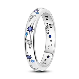 Projekt 925 Silver Sun Sun Star i księżyc Pierścienie Kolny sześcienna cyrkon Pierścień dla kobiet biżuteria