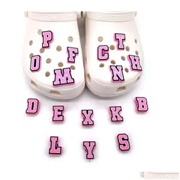 Shoe Parts Accessories Fashion Halloween Clog Charms Decoration Shoes Charm Buckle Pins Buttons Pink English Capital Letters Series Randomly