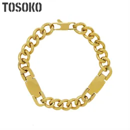 Braccialetti con ciondoli TOSOKO Gioielli in acciaio inossidabile Esagerato Lavoro pesante UButton Catena a mano Decorazione geometrica BSE219 230801