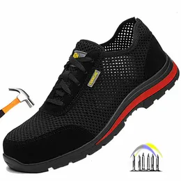 Dress Shoes summer work shoes with protection security men breathable safety lightweight steel toe sneakers 230731