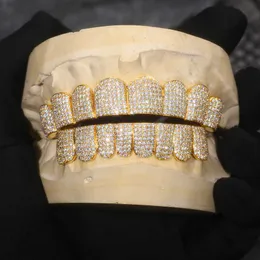 Custom Made Personalized Vvs Vvs1 Moissanite Diamond Mens Hip Hop 14k White Gold Iced Out 18k Gold Plate Grillz Teeth Decoration