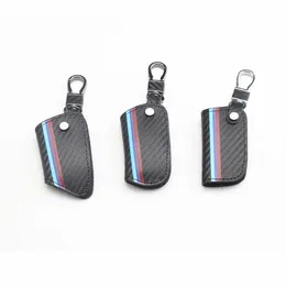 1 pçs couro de fibra de carbono Smart Remote Key Case Cover Holder Key Chain Cover Remote Para BMW 1 3 5 6 7 Series X1 X3 X4 X5 X62206