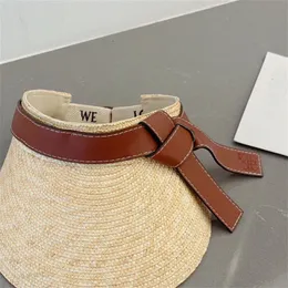 Women Visor Bow Hats Designer Sunhat Cap for Womens Disual Straw Hat Women Beach Hat Leather Bow Bucket Letter Lady Caps مرنة