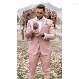 Ternos masculinos rosa empoeirado 2 peças terno formal negócios lapela bico fino smoking homem blazer para casamento (jaqueta calça)