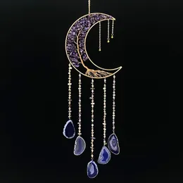 Decorative Objects Figurines Agate Wall Hanging Color Gem Dream catchers Home Decor Room Window Garden Wind Chimes Catcher 7 Chakra Gemstone 230731