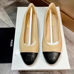 Lyxdesigner Fashion Cotton Tweed Ballerinas läder balett sko lammskinn rund tå mjuk sula fluga casual lady loafer shinny bling svart