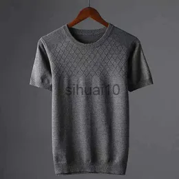 Men's T-Shirts 2023 New Men's Summer Fashion O-Neck T-shirt Tops Male Ice Slik Solid Color Trendy Loose 7xl Short Knitted Tees S57 J230731