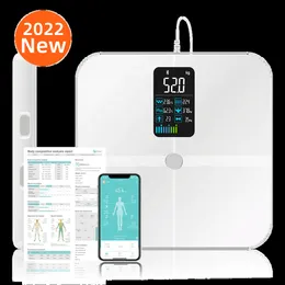 Otros artículos de belleza para la salud Peso corporal y grasa Escala de 8 electrodos Pantalla grande Monitor de composición de IMC con informe Muscular 230801