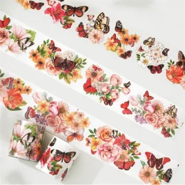 Vidhäftande band Original Scrapbooking 2016 Washi Tape Pet Paper Wide Flower Fjäril vidhäftande klistermärke för journalföring DIY Material 5cm*5m 230731