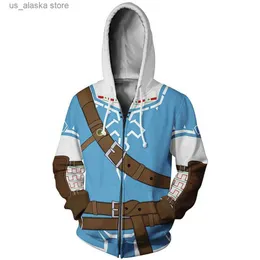 رجال هوديز للرجال من النوع الجديد للرجال الخريف للطباعة الرقمية 3D Cosplay Hoodie Boys Preppy Style Zelda Popluar Game Dasual Fashion Harajuku zip Top Jacket T230731