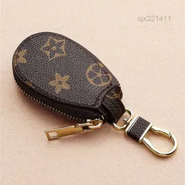 Car Keys Rings Brown Flower Plaid Pu Leather Gold Metal Keyrings Charms Fashion Design Pouches Jewelry Gifts ZOR5