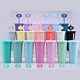 24-Unzen-Acrylbecher mit Strohhalmen, doppelwandige Kunststoff-Wasserflaschen, BPA-freie 450-ml-Trinkbecher, QMR22a