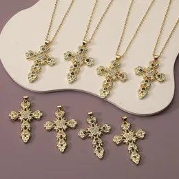 Pendant Necklaces Women's Jewelry Religious Cross Copper Set Zircon Necklace Holiday Gift